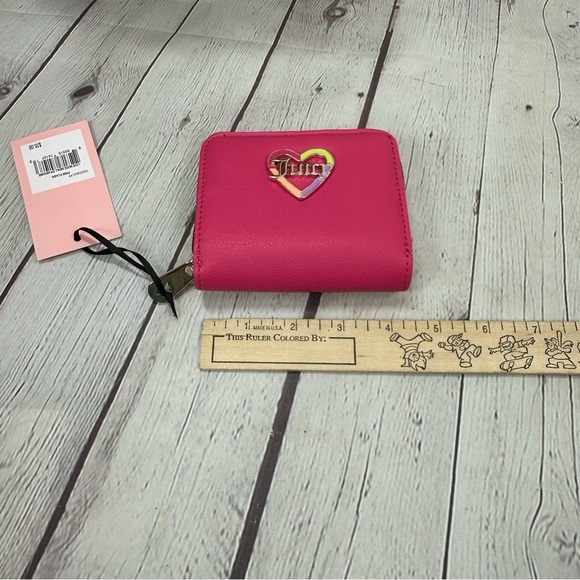 NWT Juicy Couture Pink flash love mode Heart Embellished small zip around Wallet - Picture 7 of 8